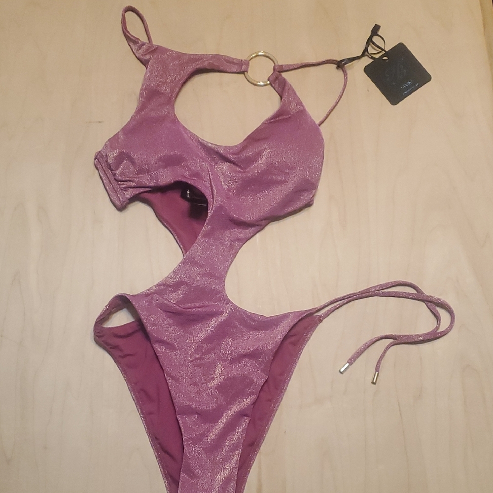 Honey Birdette Purple and Gold One Piece Swimsuit